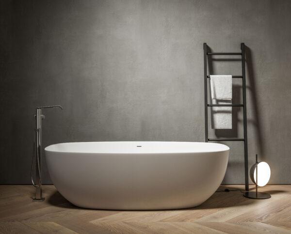 Извилистая и современная ванна Calypso дополняет пространство своей большой эстетической ценностью.